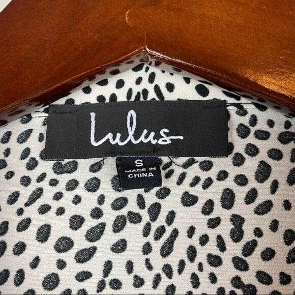 Lulu's Always Lovely Ivory and Black Print Long Sleeve Bodysuit Size S - Picture 10 of 13